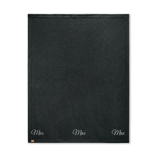 Diamond Quilt Embroidered Blanket | Monogrammed Corner Script