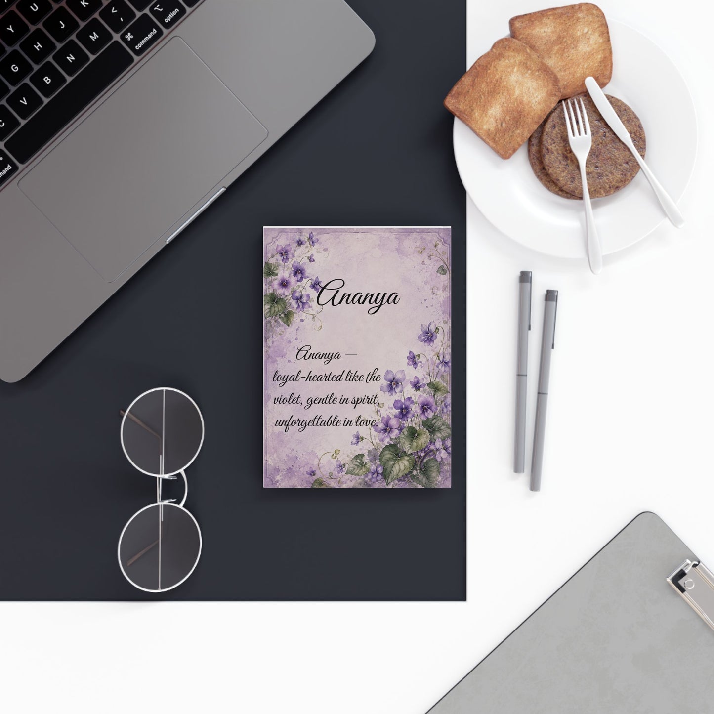 Violet Birth Month Flower Journal Custom Name, February Birthday Valentine Gift for Wife Girlfriend, Personalized Love Diary