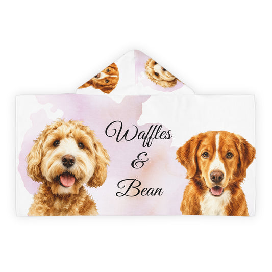 Waffles & Bean Youth Hooded Towel | Personalized Dog Portraits