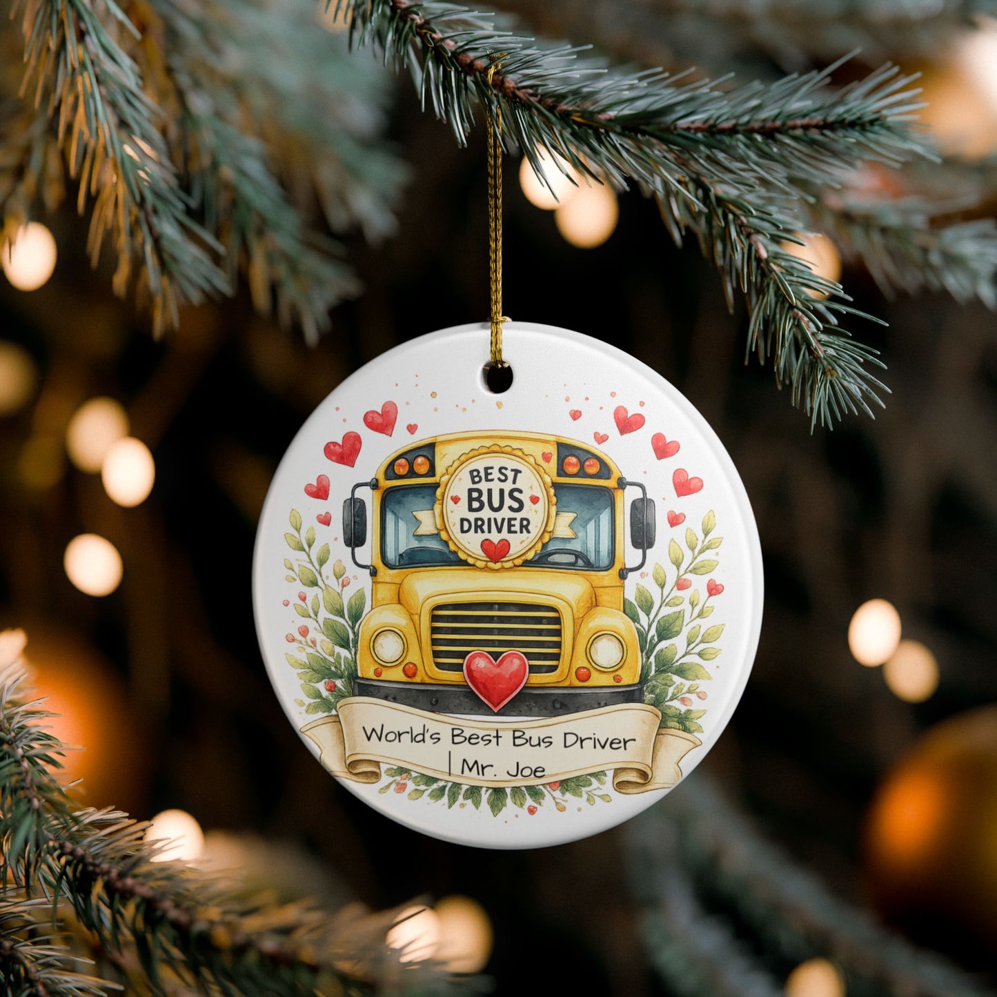 Best Bus Driver Christmas Ornament Personalized with Name, Ceramic Keepsake, Bus Driver Thank You Gift 2026
