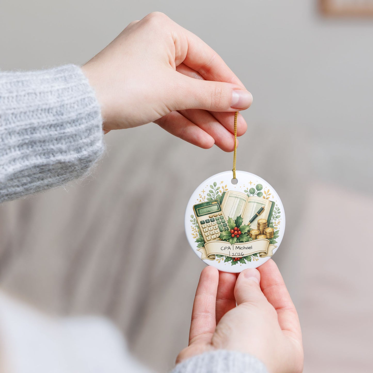 CPA Christmas Ornament Personalized with Name, Ceramic Keepsake, Accountant Gift, Certified Public Accountant Gift 2026