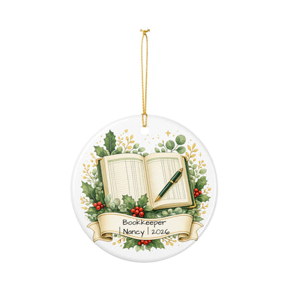 Bookkeeper Christmas Ornament Personalized with Name, Ceramic Keepsake, Bookkeeper Gift, Accounting Appreciation 2026