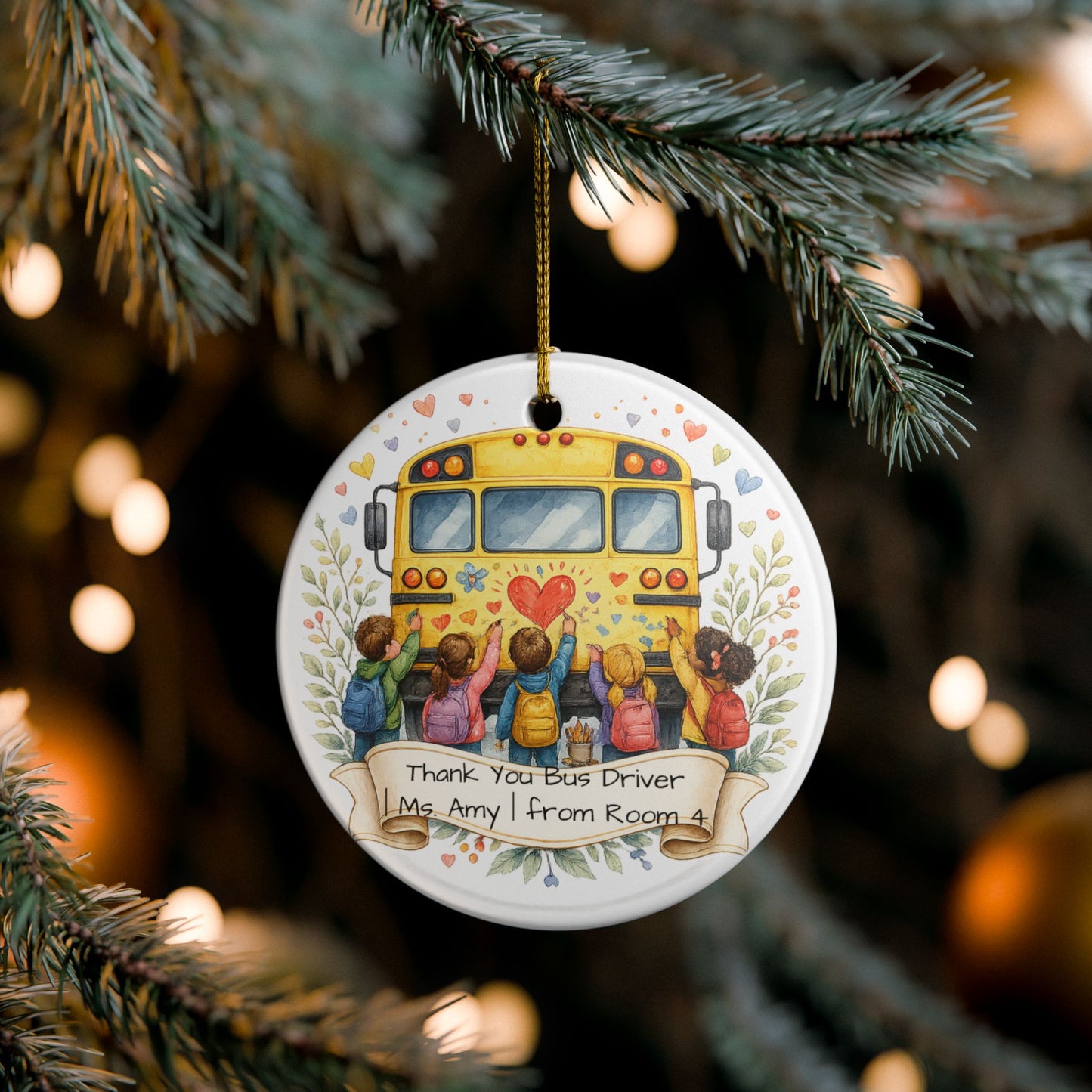 Bus Driver Gift from Student Ornament Personalized, Ceramic Keepsake with Name, Thank You Bus Driver Gift 2026