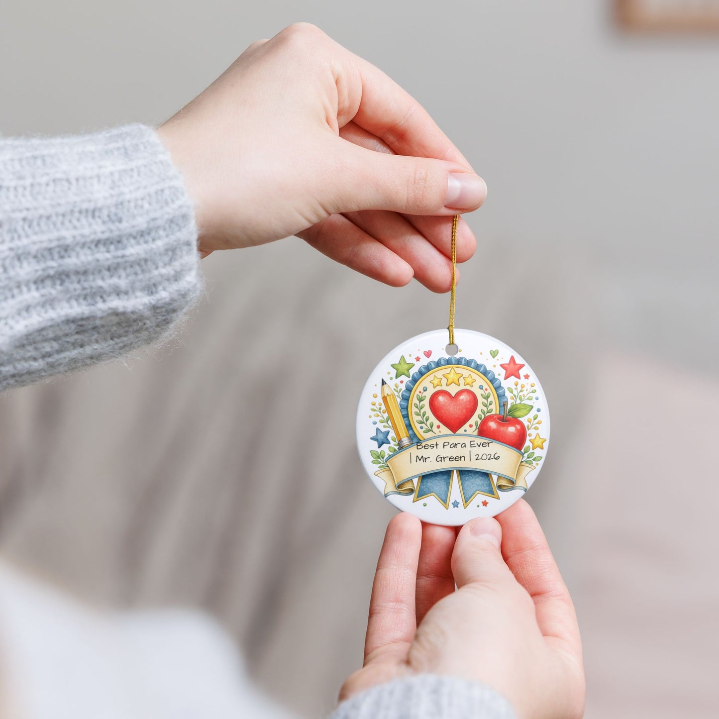 Best Para Ever Christmas Ornament Personalized with Name, Ceramic Keepsake, Paraprofessional Appreciation Gift 2026