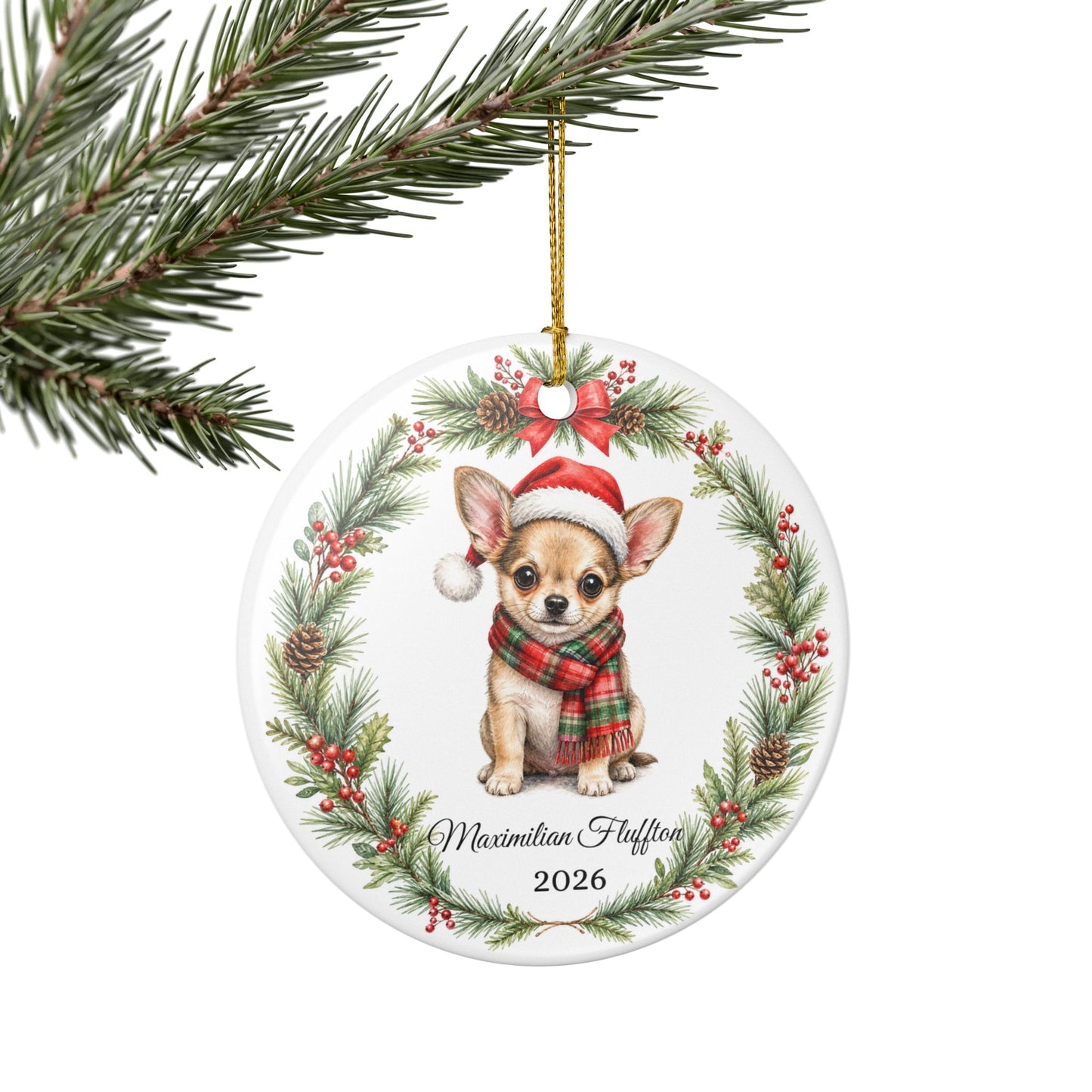 Chihuahua Ornament Personalized with Name, Chihuahua Christmas Ornament, Small Dog Mom Gift, Chi Lover Keepsake 2026