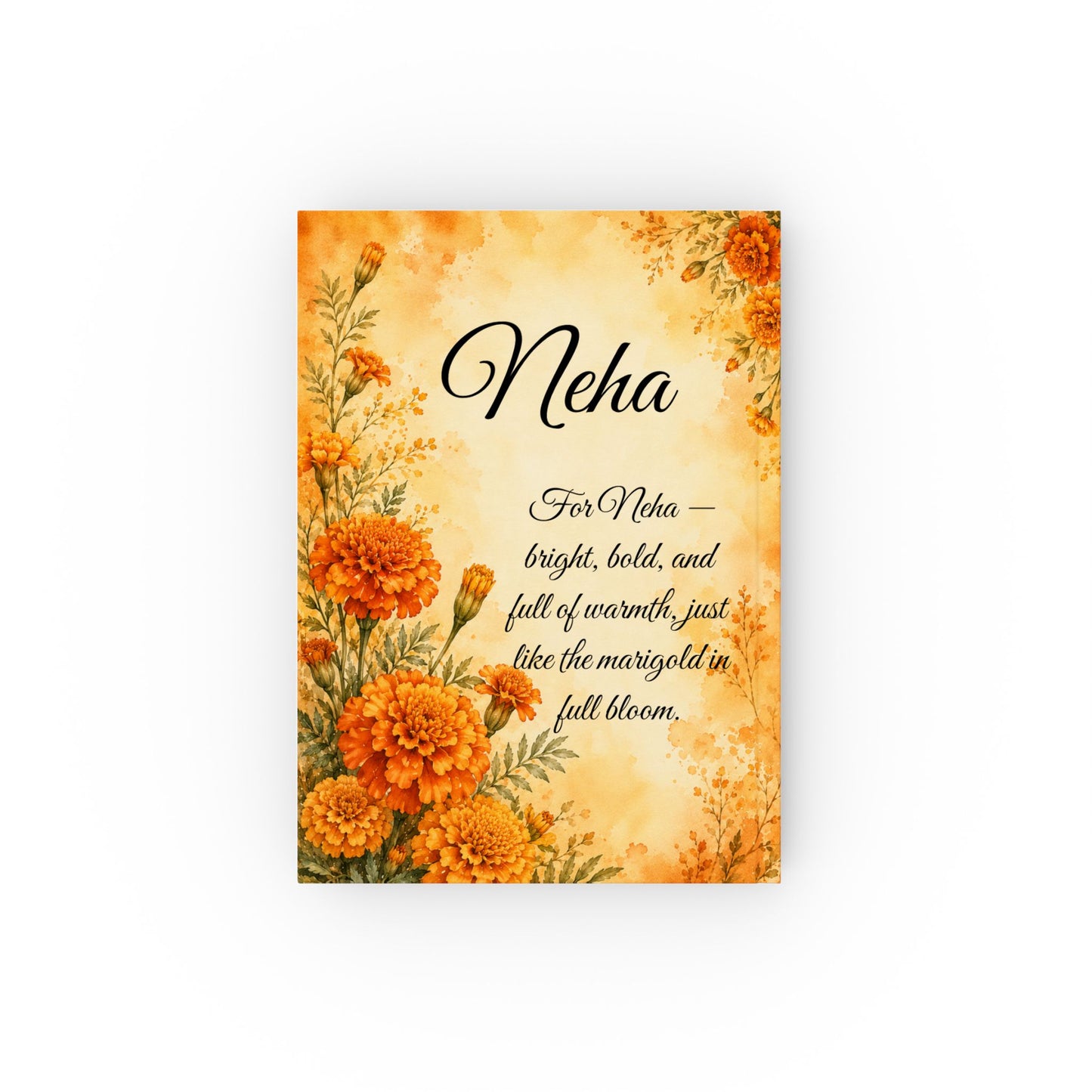 Marigold Birth Month Flower Journal Custom Name, October Birthday Autumn Gift for Her, Personalized Fall Diary