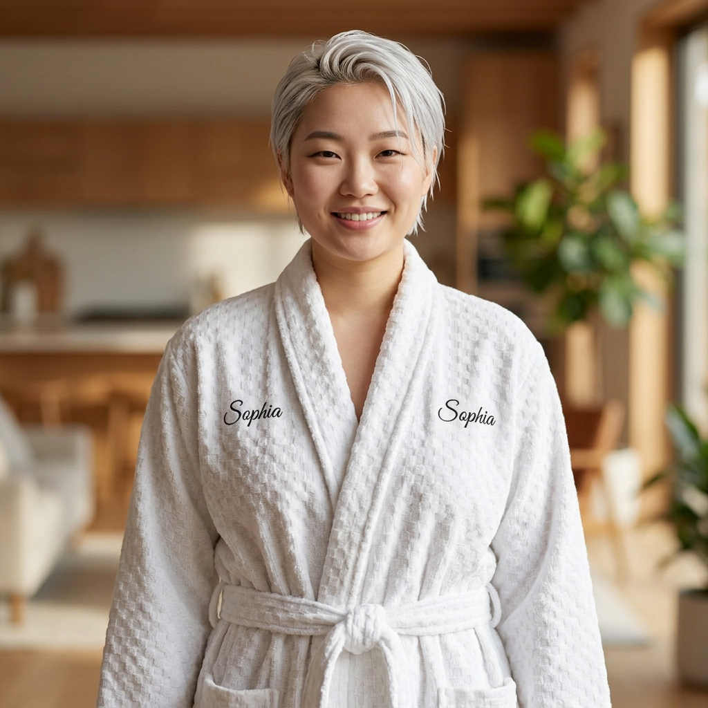 Monogram Initials Embroidered Terry Shawl Robe