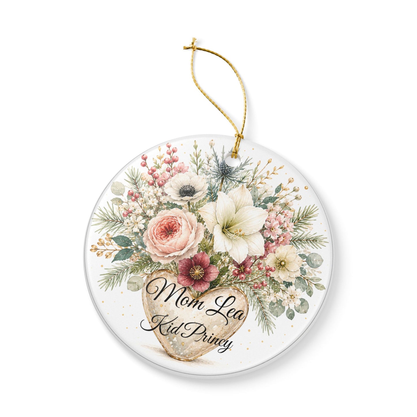 Floral Bouquet Heart Ornament | Ceramic Ornament