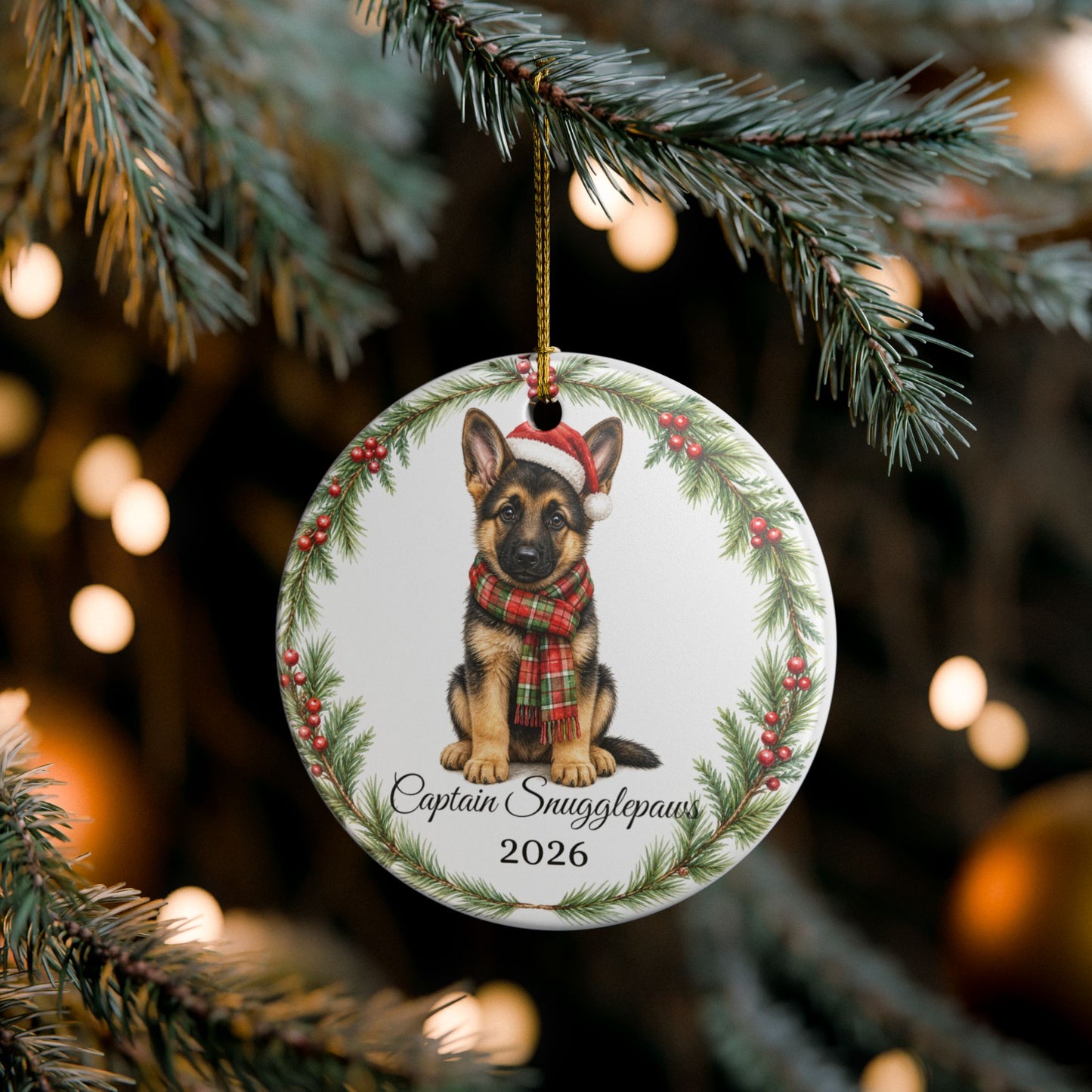 German Shepherd Ornament Personalized with Name, GSD Christmas Ornament, Dog Mom Dad Gift, Shepherd Lover Keepsake 2026