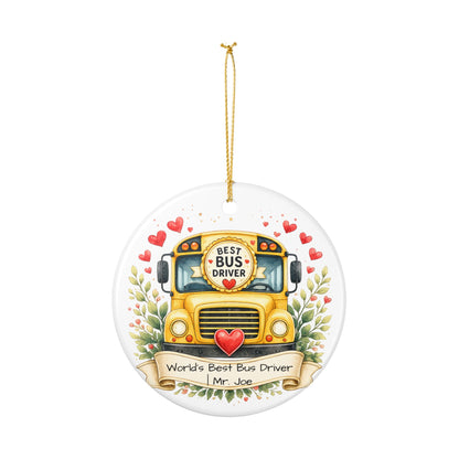 Best Bus Driver Christmas Ornament Personalized with Name, Ceramic Keepsake, Bus Driver Thank You Gift 2026