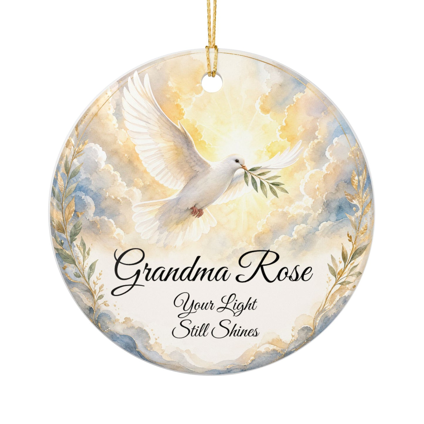 Dove Memorial Ornament Personalized with Name, Peace Remembrance Keepsake, In Loving Memory Sympathy Gift, Loss of Loved One
