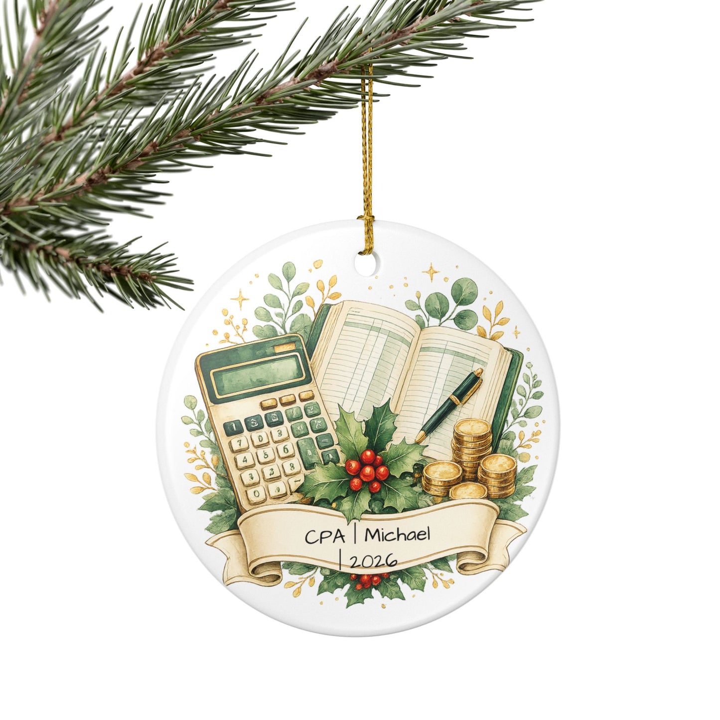 CPA Christmas Ornament Personalized with Name, Ceramic Keepsake, Accountant Gift, Certified Public Accountant Gift 2026