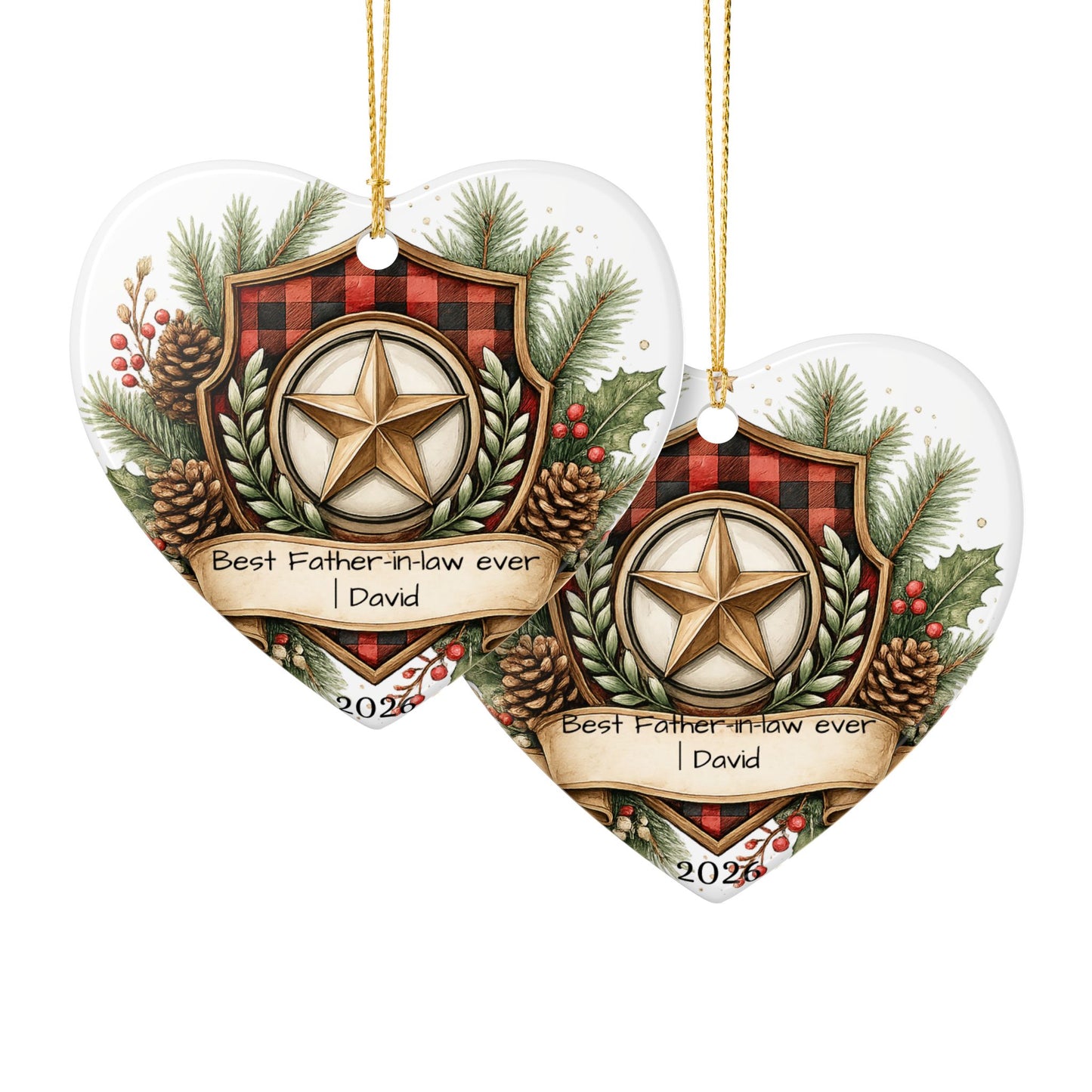 Best Father in Law Christmas Ornament Personalized, Ceramic Keepsake with Name, Gift from Son Daughter in Law 2026
