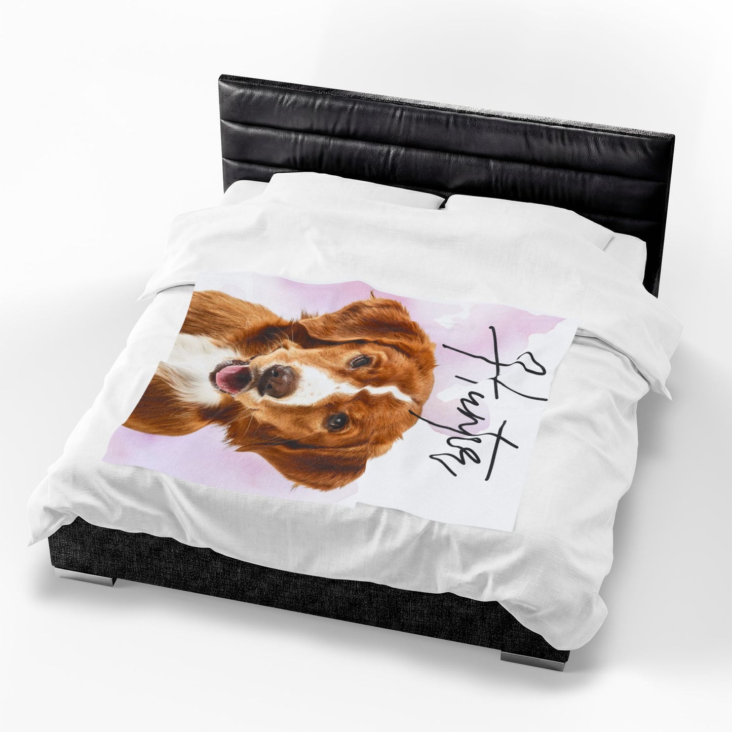 Personalized Dog Portrait Velveteen Plush Blanket | Custom Name Pet Blanket