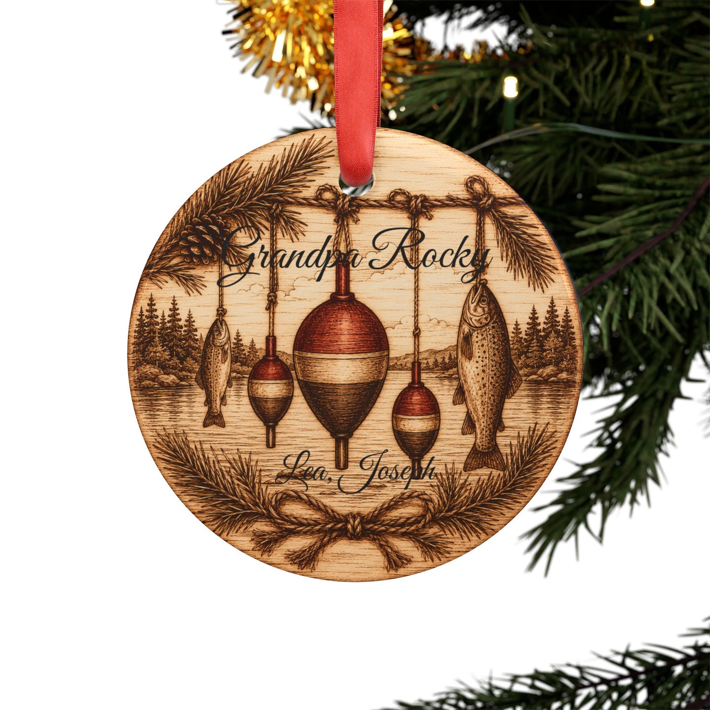 Fishing Bobbers and Fish Ornament | Acrylic Ornament