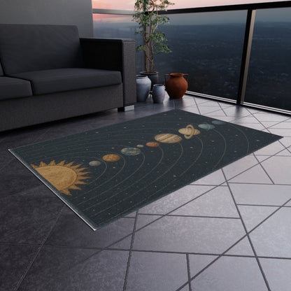 Solar System Planets Outdoor Rug | Celestial Orbit Patio Mat