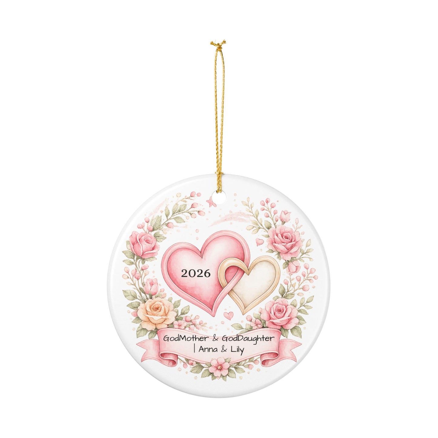 Godmother and Goddaughter Ornament Personalized, Ceramic Keepsake with Names, Godmother Goddaughter Gift 2026