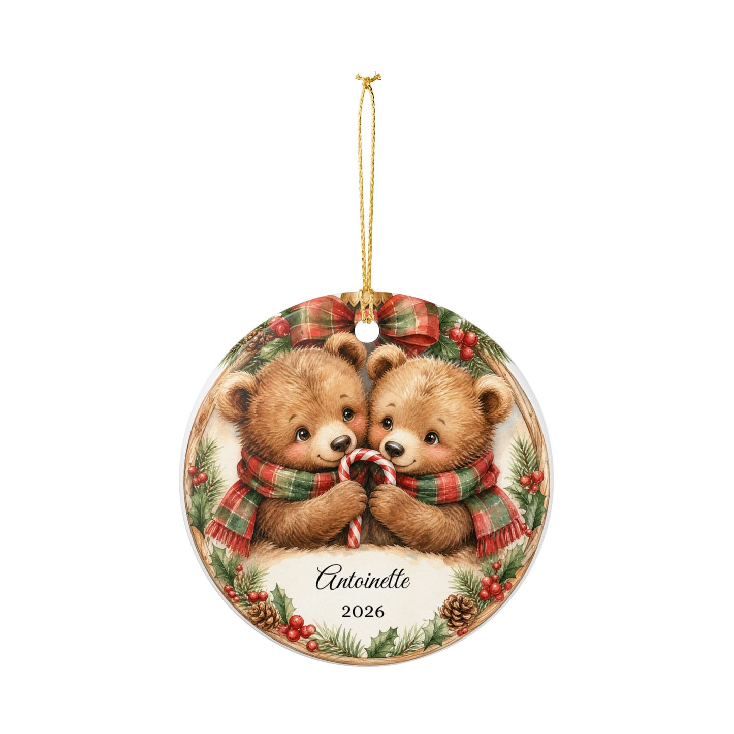 Twins First Christmas Ornament Personalized with Names, Twin Bears Keepsake 2026, Twin Baby Gift, New Twins Ornament