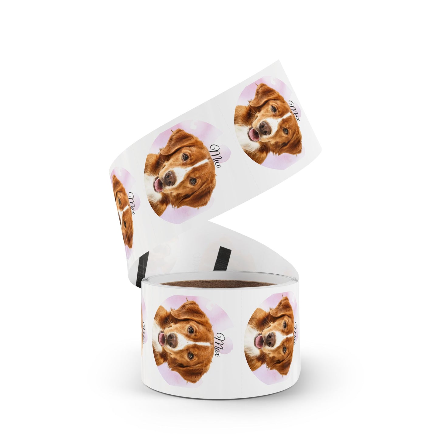 Custom Dog Face Sticker Roll round sticker labels | Personalized Pet Name
