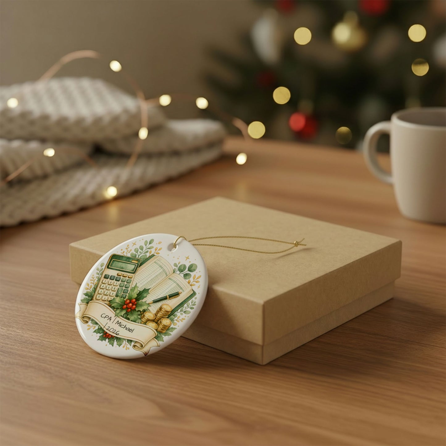 CPA Christmas Ornament Personalized with Name, Ceramic Keepsake, Accountant Gift, Certified Public Accountant Gift 2026
