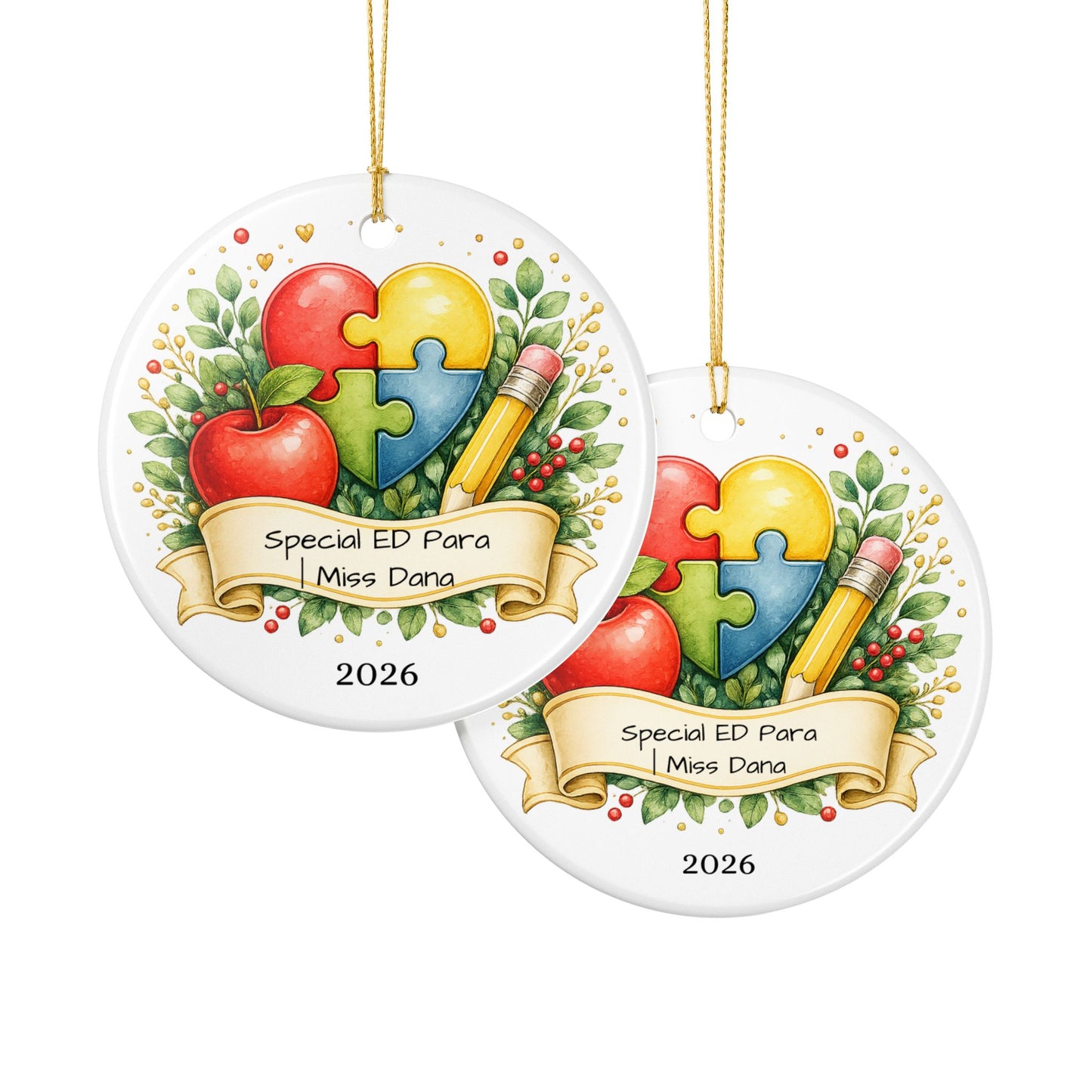 Special Education Para Christmas Ornament Personalized, Ceramic Keepsake with Name, Sped Para Appreciation Gift 2026