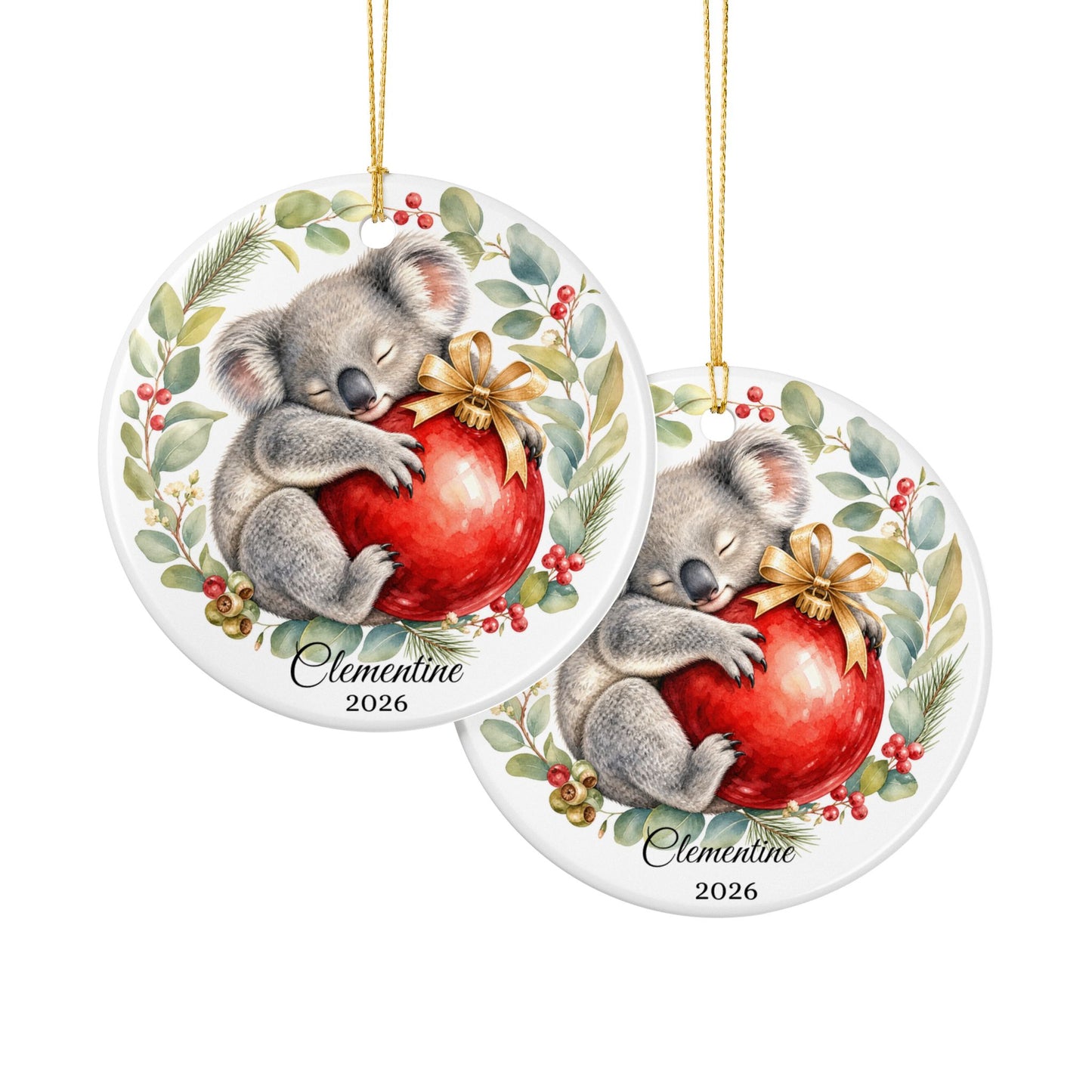 Baby First Christmas Ornament Personalized, Koala Keepsake with Name 2026, New Baby Gift, Cute Animal Nursery Ornament