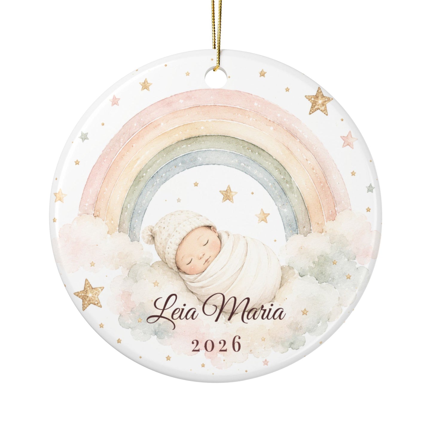 Personalized Baby Rainbow Ornament | Ceramic Ornament