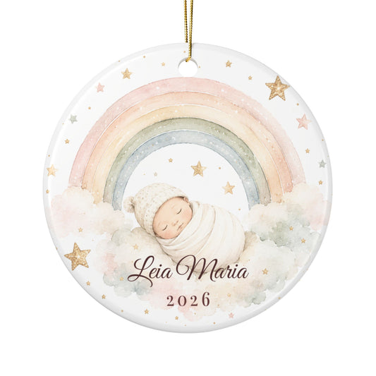 Personalized Baby Rainbow Ornament | Ceramic Ornament