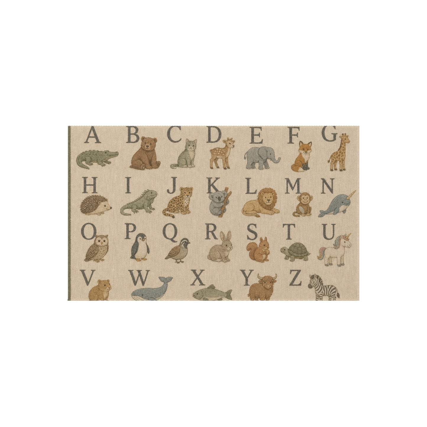 Alphabet Animals Outdoor Rug | ABC Kids Nursery Playroom Mat