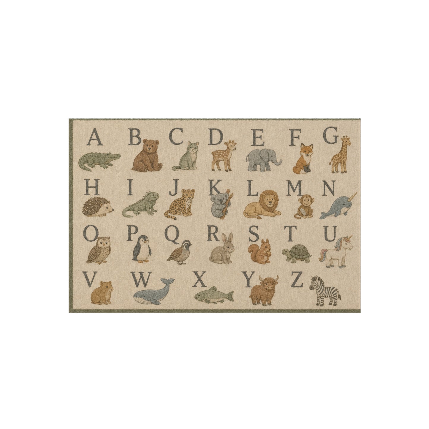 Alphabet Animals Outdoor Rug | ABC Kids Nursery Playroom Mat
