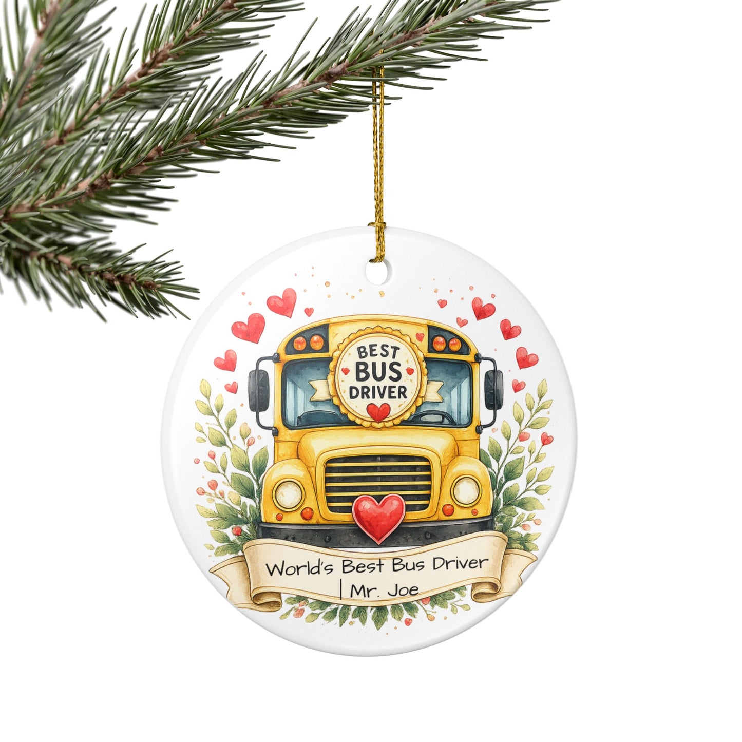 Best Bus Driver Christmas Ornament Personalized with Name, Ceramic Keepsake, Bus Driver Thank You Gift 2026