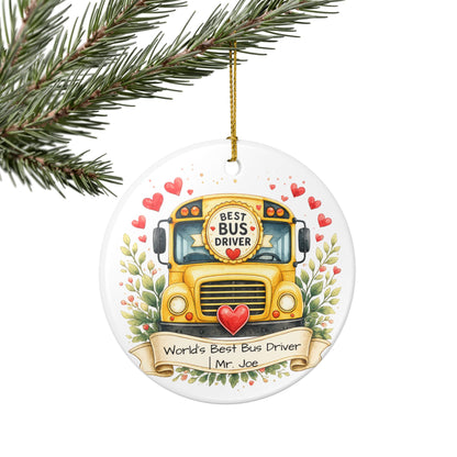 Best Bus Driver Christmas Ornament Personalized with Name, Ceramic Keepsake, Bus Driver Thank You Gift 2026