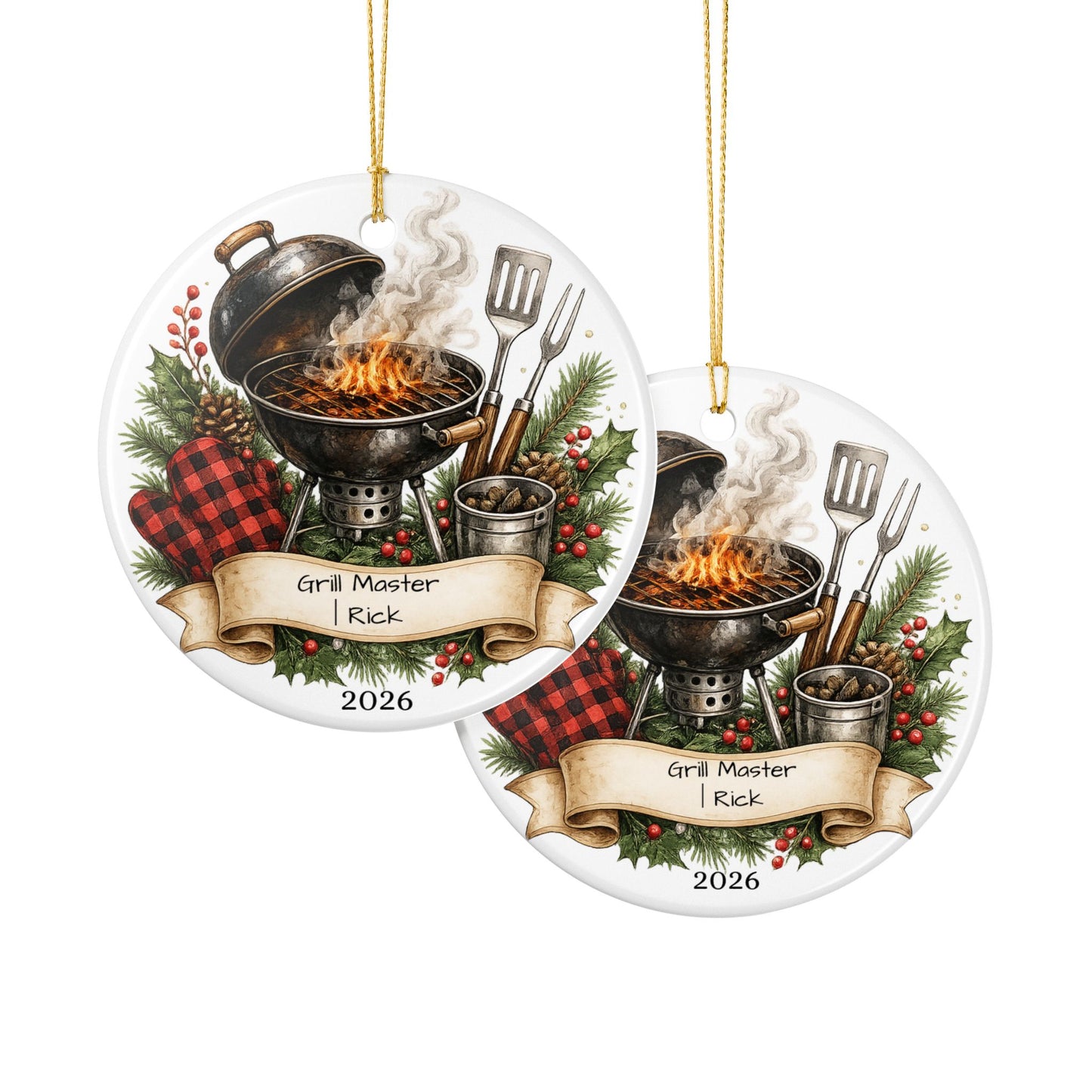 BBQ Father in Law Ornament Personalized, Grill Master Ceramic Keepsake with Name, Grilling FIL Gift 2026