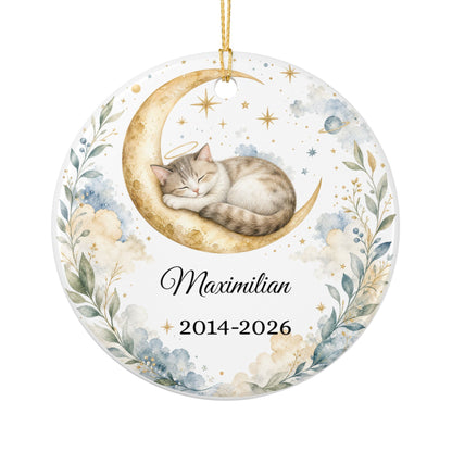 Cat Memorial Ornament Personalized with Name, Cat Angel Remembrance Keepsake, Loss of Cat Sympathy Gift, Pet Memorial
