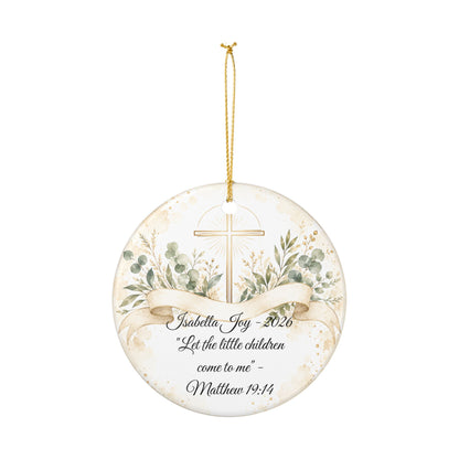 Scripture Baptism Ornament Personalized, Bible Verse Christening Keepsake with Name, Ceramic Religious Gift, Baby Dedication Ornament 2026