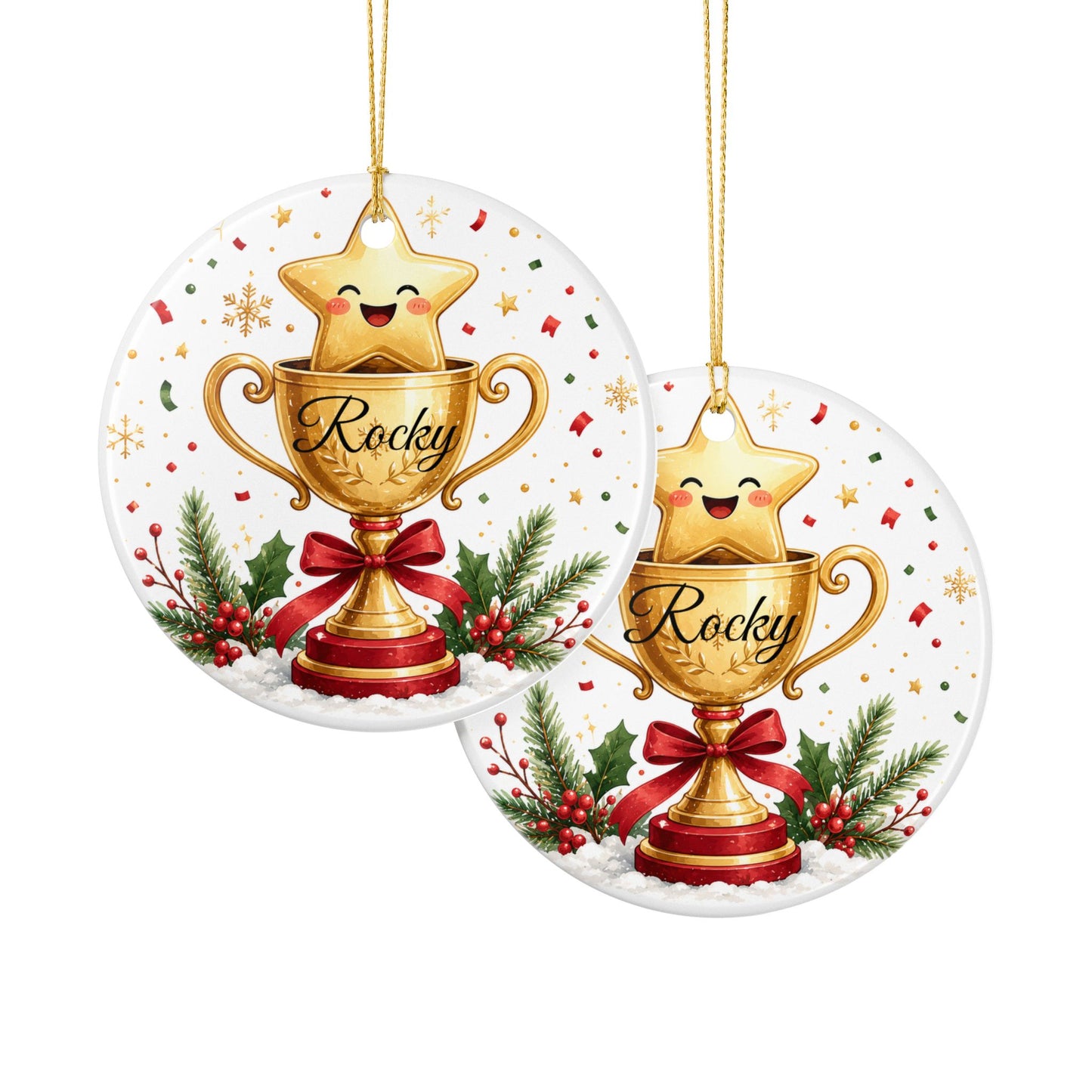 Cute Trophy Star Christmas ornament | Ceramic Ornament