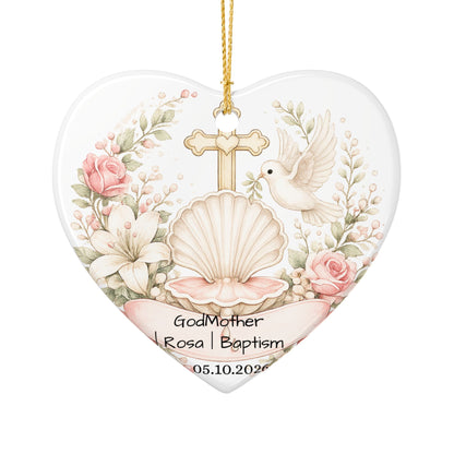 Baptism Godmother Ornament Personalized, Ceramic Christening Keepsake with Name Date, Godmother Baptism Gift 2026