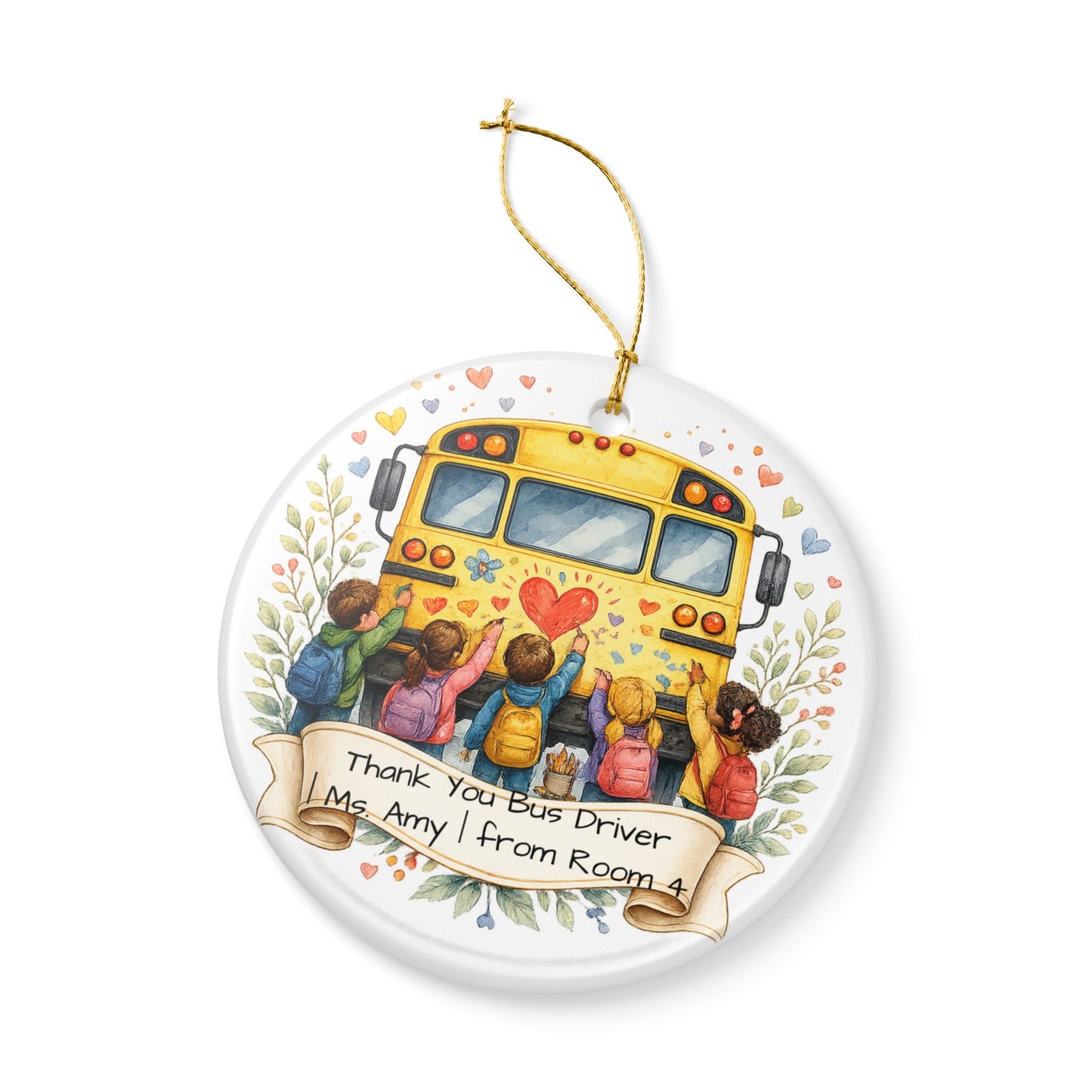 Bus Driver Gift from Student Ornament Personalized, Ceramic Keepsake with Name, Thank You Bus Driver Gift 2026