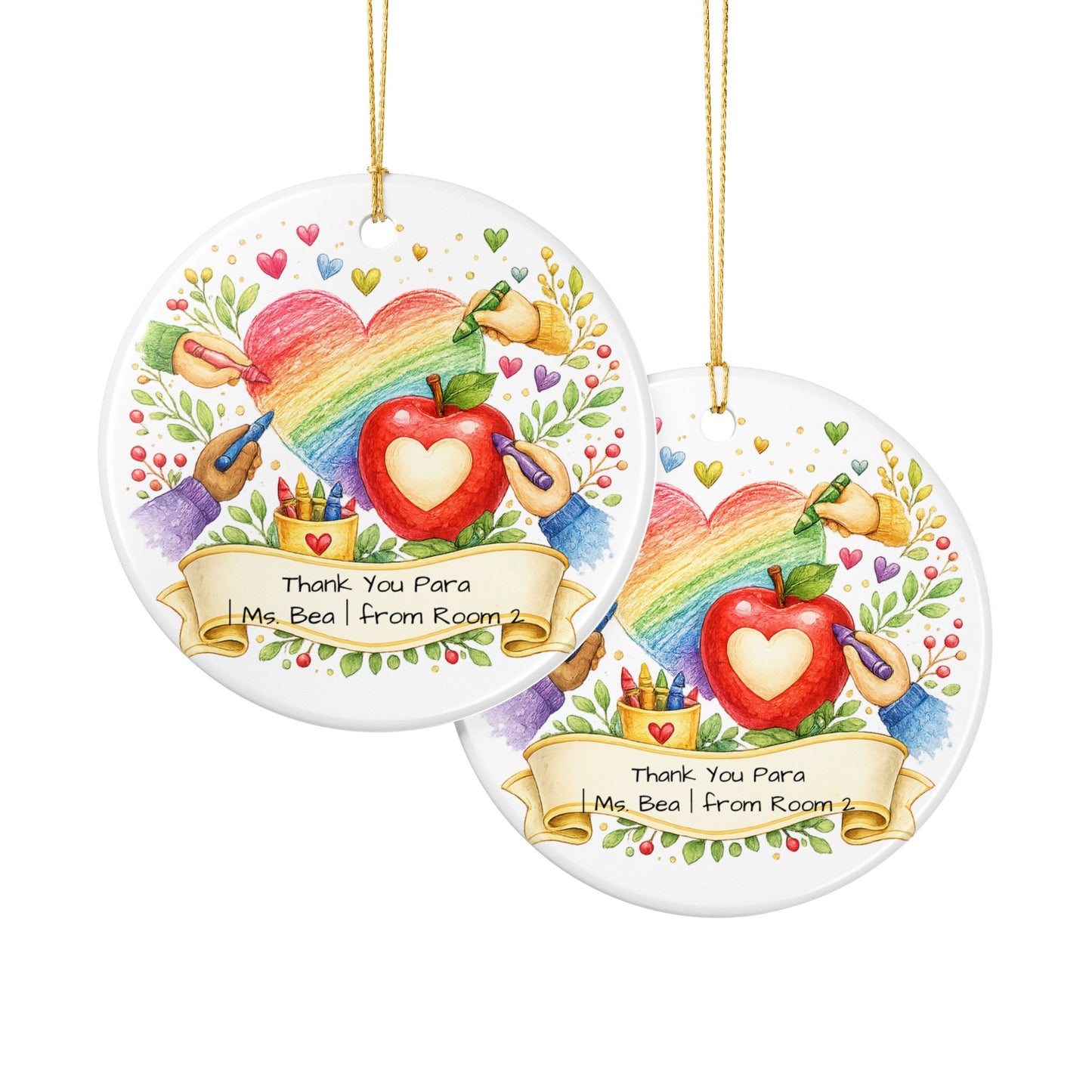 Para Gift from Student Christmas Ornament Personalized, Ceramic Keepsake with Name, Thank You Para Educator Gift 2026