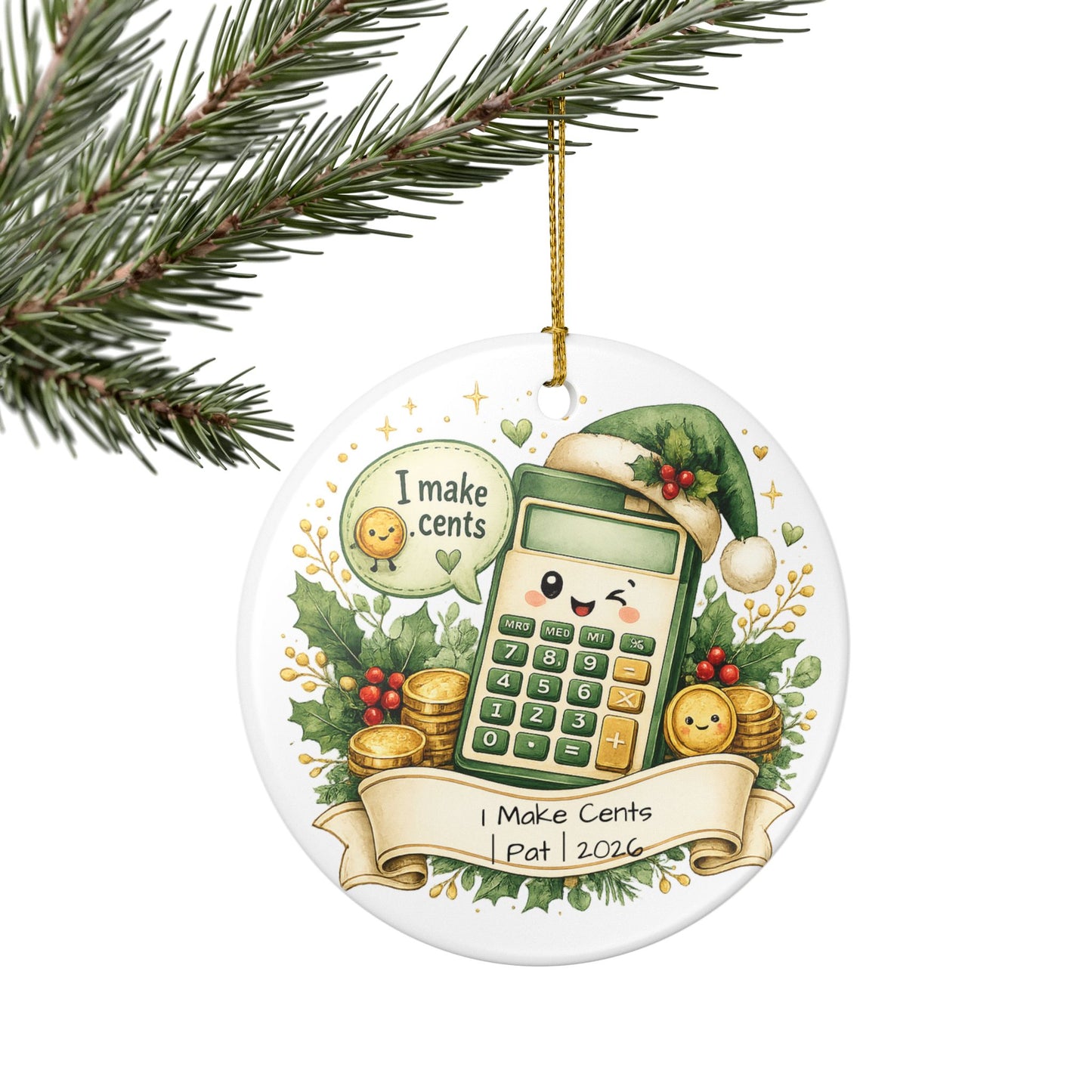 Funny Accountant Christmas Ornament Personalized with Name, Ceramic Keepsake, Accountant Pun Gift, CPA Funny Gift 2026