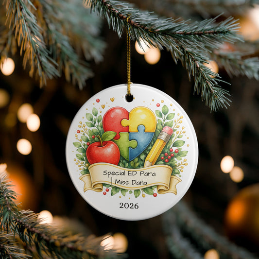 Special Education Para Christmas Ornament Personalized, Ceramic Keepsake with Name, Sped Para Appreciation Gift 2026