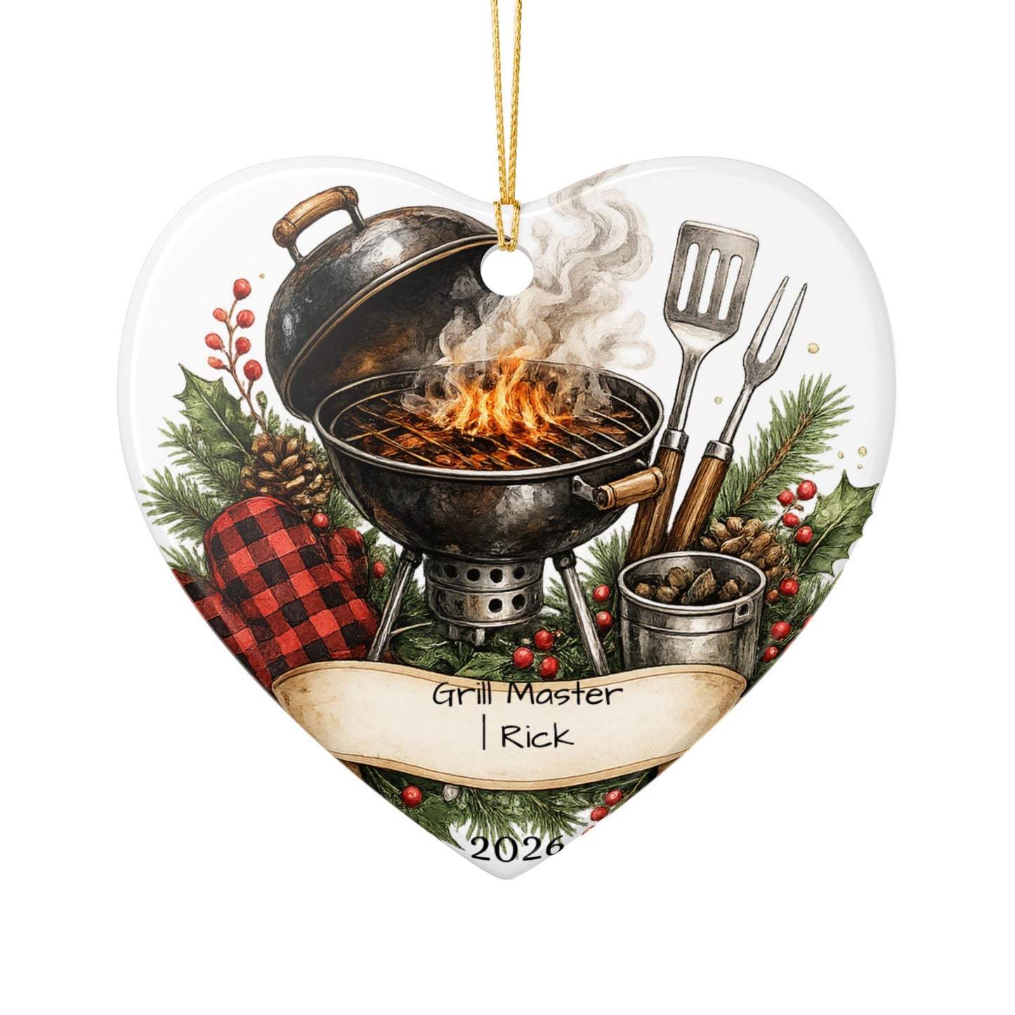 BBQ Father in Law Ornament Personalized, Grill Master Ceramic Keepsake with Name, Grilling FIL Gift 2026