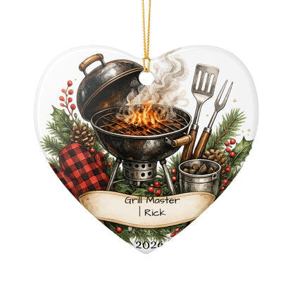 BBQ Father in Law Ornament Personalized, Grill Master Ceramic Keepsake with Name, Grilling FIL Gift 2026