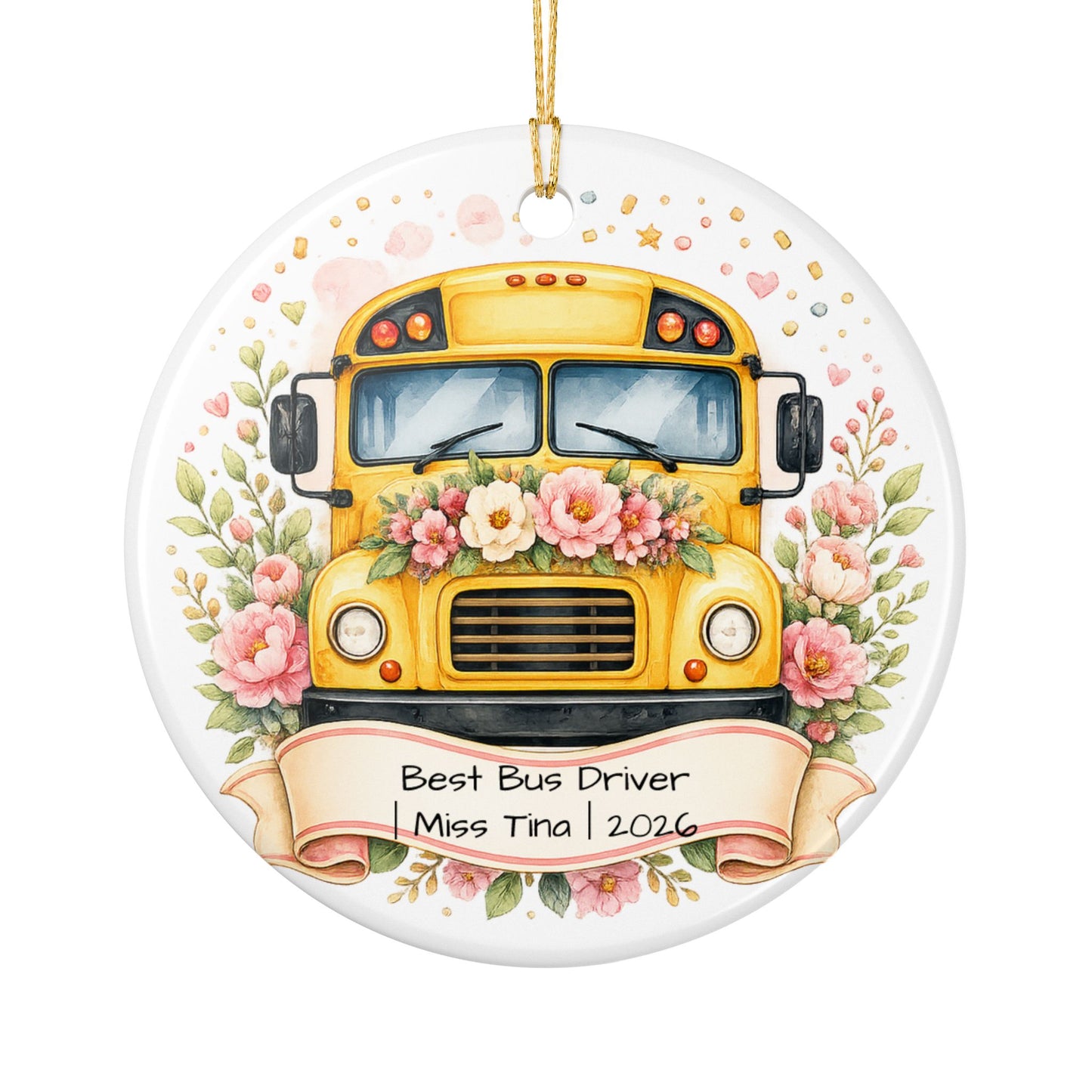 Female Bus Driver Christmas Ornament Personalized with Name, Ceramic Keepsake, Bus Driver Gift for Her 2026