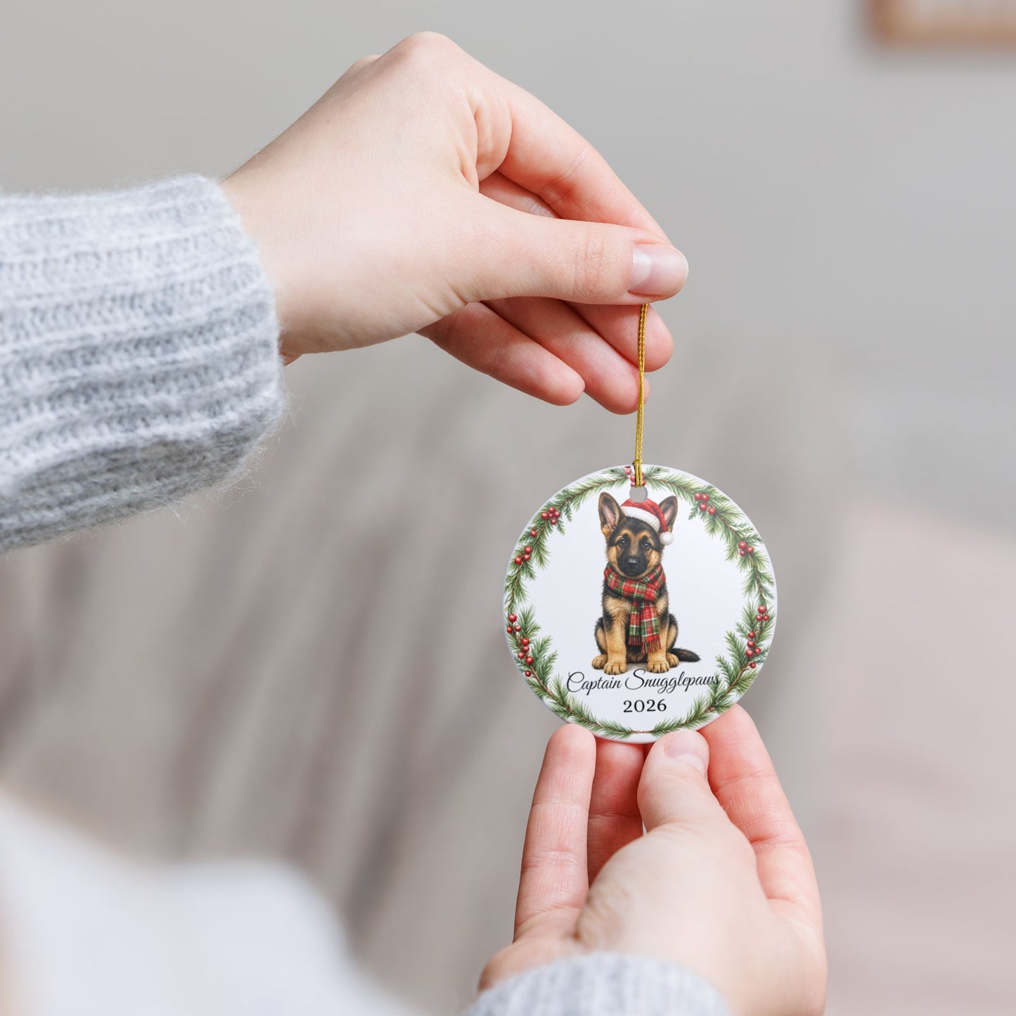 German Shepherd Ornament Personalized with Name, GSD Christmas Ornament, Dog Mom Dad Gift, Shepherd Lover Keepsake 2026
