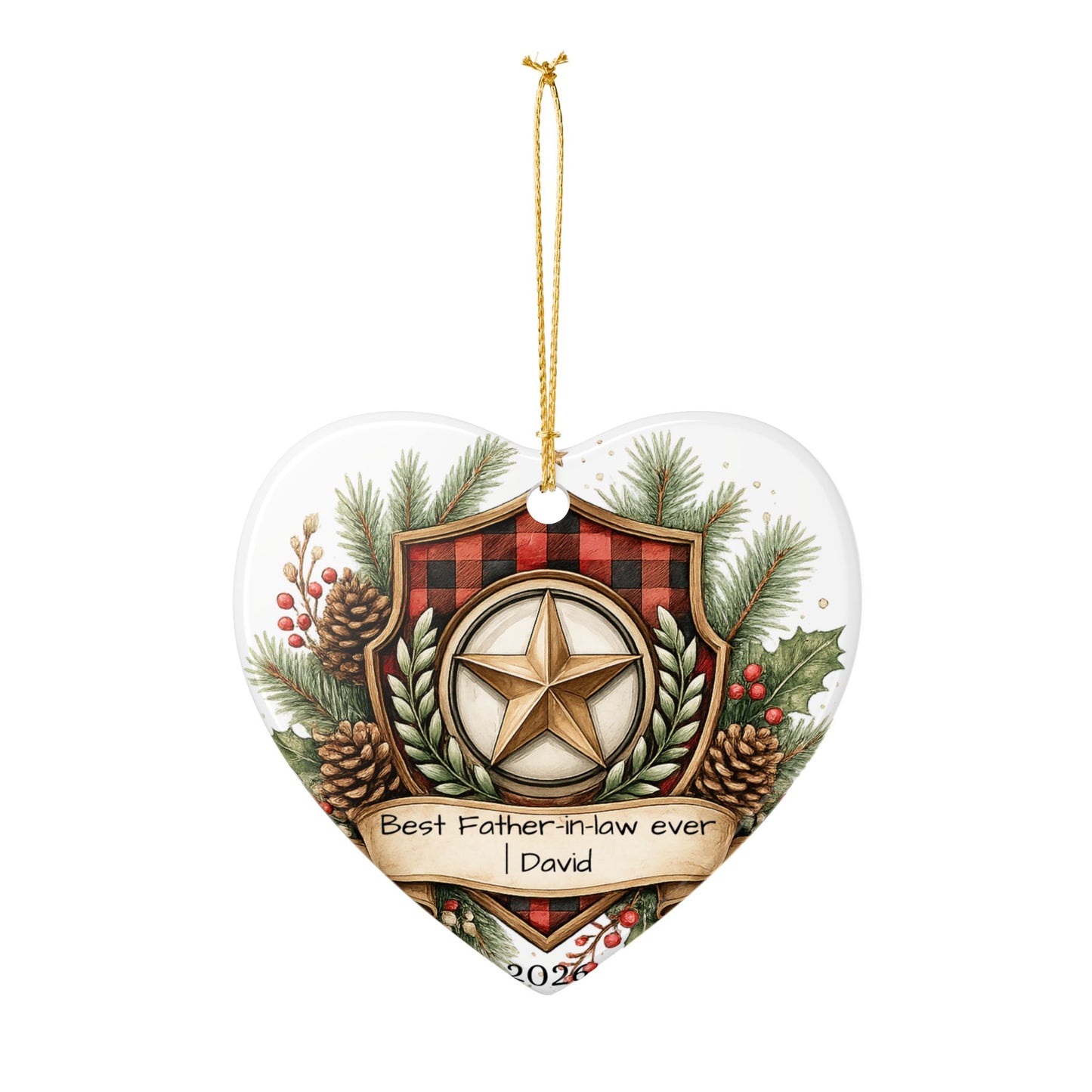 Best Father in Law Christmas Ornament Personalized, Ceramic Keepsake with Name, Gift from Son Daughter in Law 2026