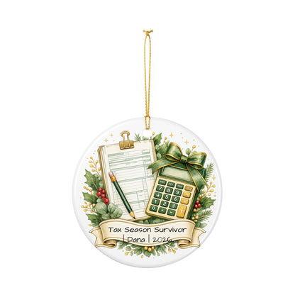 Tax Preparer Christmas Ornament Personalized with Name, Ceramic Keepsake, Tax Season Gift, Accountant Funny Gift 2026