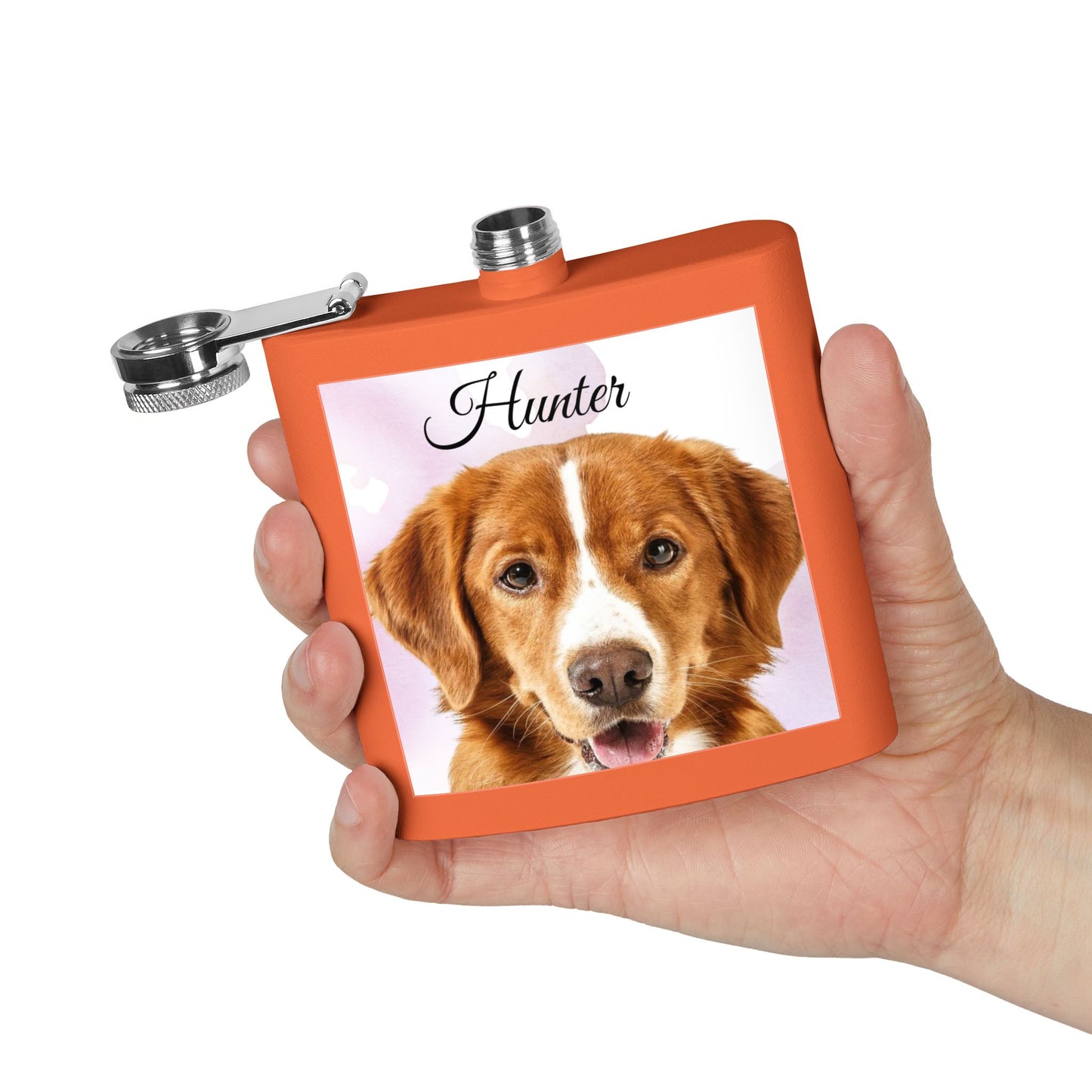 Personalized Dog Photo Flask stainless steel 6oz | Custom Pet Name