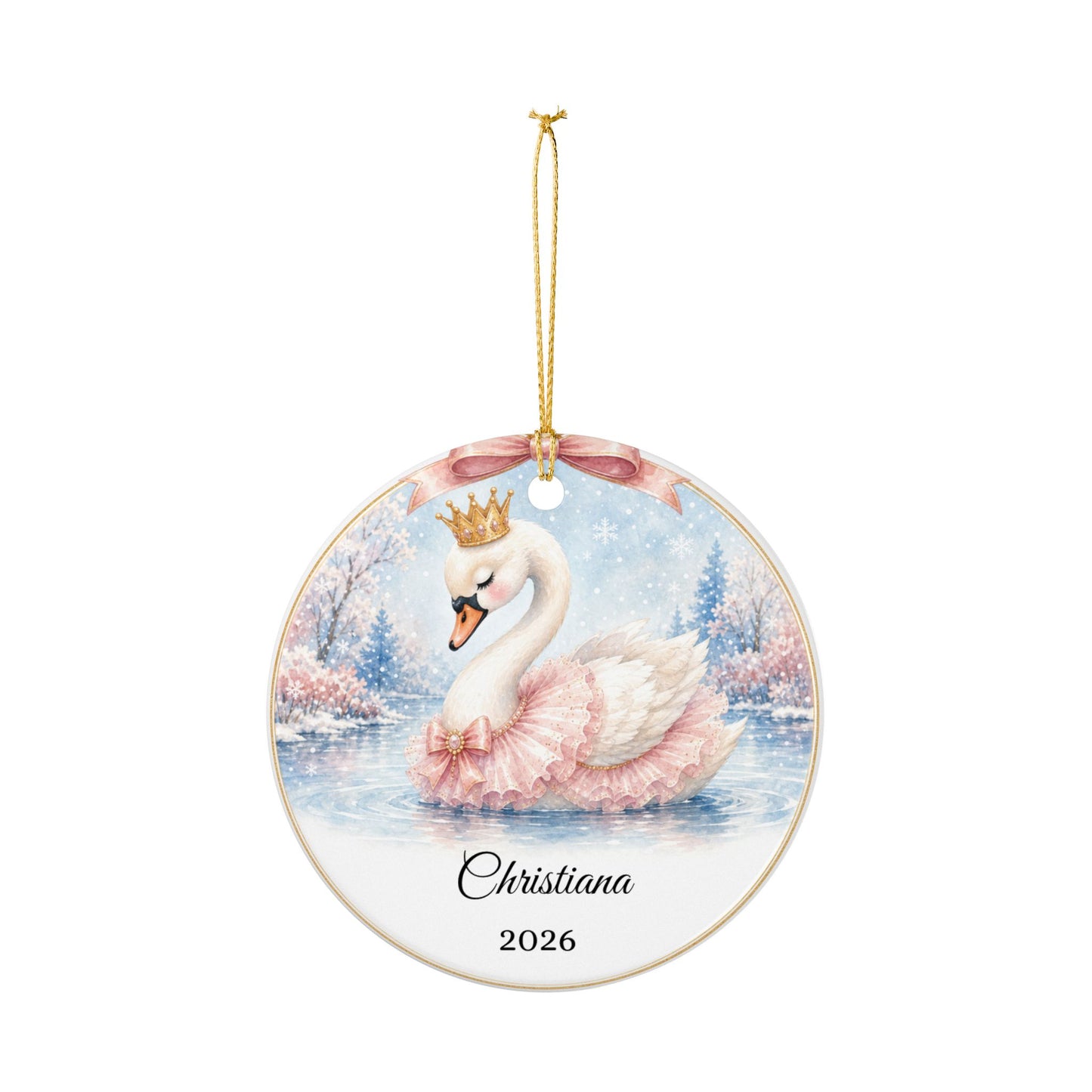 Baby Girl First Christmas Ornament Personalized, Swan Princess Keepsake with Name, Little Princess New Baby Gift 2026