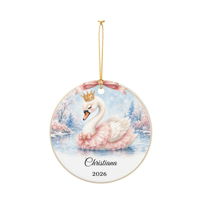 Baby Girl First Christmas Ornament Personalized, Swan Princess Keepsake with Name, Little Princess New Baby Gift 2026
